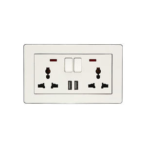 Abuk <span class=keywords><strong>Alimentation</strong></span> en gros Interrupteur de lumière 2 groupes blanc Panneau Pc universel Double 5 broches Interrupteur électrique mural prise avec 2 Usb - Product Image 1
