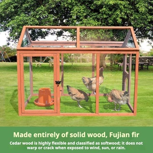 Cage en bois massif multi-tailles pour volailles et animaux domestiques, pour poulets, canards, pigeons, lapins, chats, chiens, intérieur et extérieur - Product Image 3