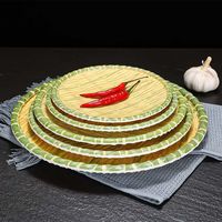 Assiette ronde tissée en malamine, grand format, motif végétal classique, non toxique, pour camping, hot pot, restaurants spécialisés et usage commercial