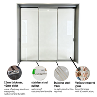 Porte coulissante en verre à cadre ultra-fin en aluminium, cloison intérieure avec système d'interverrouillage pour bureau