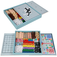 Jeu de société multifonctionnel en bois pour enfants : Dames, Jeu d'échecs volant, Backgammon, Nine-In-A-Row - Cadeau pour enfants