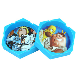 美しいラウンドパターン印刷アッシュトレイカスタムロゴ屋内/屋外喫煙ギフト家庭用またはオフィス用 - Product Image 5