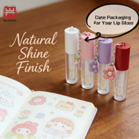 Tube d'huile à lèvres transparent portable, impression personnalisée du logo WK, mini flacon vide pour gloss à lèvres avec couvercle en forme de cœur, porte-clés, emballage cosmétique