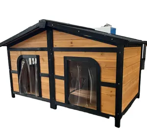Casa de perro impermeable de gran tamaño para exteriores, cómoda Perrera de madera para mascotas, venta al por mayor de fábrica