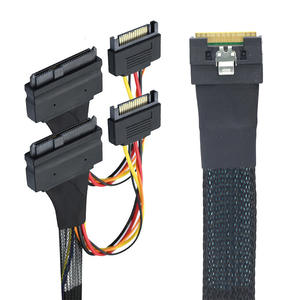 SFF-8654 Anti-disinserimento snello completamente chiuso da 8i 74P a 2x SFF 8639 U.2 + 15P cavo di collegamento per l'elettronica - Product Image 1