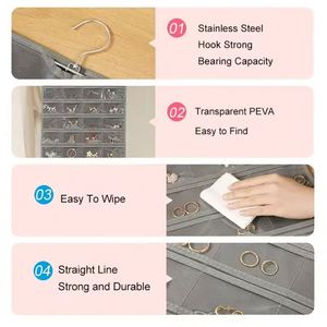 Bolsa Organizadora de Joyas Colgante, Bolsillo Doble para Guardar Aretes, Collares, Pulseras y Anillos - Product Image 6