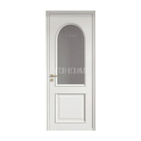 Portes intérieures pré-encadrées de style français, blanches et apprêtées, pour maisons, avec panneau en verre dépoli