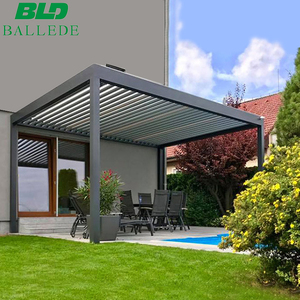 Pérgola con Panel <span class=keywords><strong>Solar</strong></span> para Patio Trasero, Pérgola <span class=keywords><strong>Fotovoltaica</strong></span> con Techo de Celosía de Apertura Eléctrica <span class=keywords><strong>Solar</strong></span>, Pérgola de Aluminio - Product Image 4