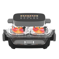Friteuse à air électrique à double panier en verre, capacité 5L, contrôle numérique, revêtement antiadhésif PTFE, multifonction (friture/rôtissage/cuisson/déshydratation)