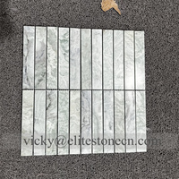 Mosaïque linéaire en marbre vert émeraude naturel du désert, bande de mosaïque en marbre pour mur de douche, crédence de cuisine, décoration de villa et de maison