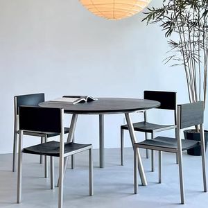 Silla de Comedor Contemporánea de Madera de Fresno con Estructura de Acero, Diseño Ligero <span class=keywords><strong>para</strong></span> Hogar, Bar, Hotel, Oficina y Sala de Estar - Product Image 5