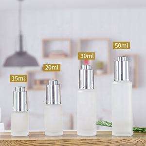 Wholesale Slim Cylinder Serum <b>Glass</b> <b>Bottles</b> 15ml 20ml 30ml 50ml with Push Button Press Pump <b>Dropper</b> Cap for Cosmetics - Product Image 6