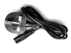 Power Cord Uk Type Right Angled To IEC C7 Power Lead Cable Figure 8 AC PVC Black 250V Bosslyn 3M Power Extension Cord