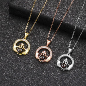 थोक सोने से भरा हुआ इरीष क्लैडग दिल का मुकुट लटकन महिला उपहार के लिए लिंक चेन के साथ - Product Image 5