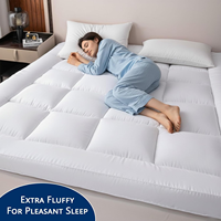 Surmatelas en microfibre matelassé hypoallergénique respirant extra profond 10 cm avec sangles élastiques pour lit double