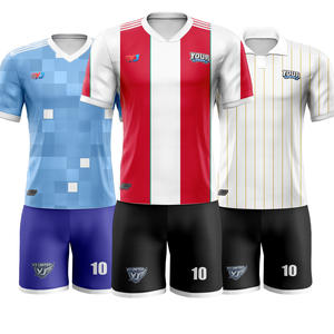 Maglia da <span class=keywords><strong>Calcio</strong></span> Vintage con Bordi a Righe, Collo Tondo, 100% Poliestere, Stampa Completa in Sublimazione, per Campionato Domenicale - Product Image 1