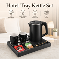 Ketel Listrik Stainless Steel Dinding Ganda 1L Mewah dengan Set Nampan Sajian untuk Hotel & Rumah Tangga