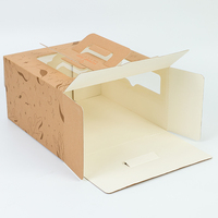 Boîte à pâtisserie en papier kraft recyclable de qualité alimentaire, logo personnalisé imprimé, boîte à gâteau en kraft avec fenêtre transparente pour l'emballage des desserts