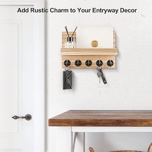Porte-clés mural en bois de pin massif et porte-clés magnétique en gros - Product Image 5
