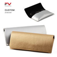 Étui de luxe en similicuir souple pour lunettes, pochette métallique dorée et argentée, étui souple en similicuir PU, étui à lunettes de soleil finement cousu