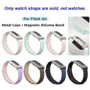 FORWELLENY Bracelet de <span class=keywords><strong>montre</strong></span> en silicone à rainures magnétiques avec cadre de protection métallique assorti, bracelet de remplacement pour Google <span class=keywords><strong>Fitbit</strong></span> Air - Product Image 2