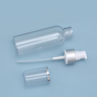 Botol Pompa Plastik PET Bening 50ml 75ml 100ml 250ml, Botol Kosmetik Kosong untuk Toner, Lotion, Perjalanan, Kemasan Perawatan Kulit