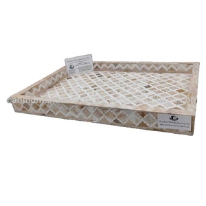 Fabricante India Artículos de artesanía Incrustaciones de hueso Resina MDF Bandejas para servir para hoteles Restaurantes Utensilios de cocina árabes Mármol Acrílico - Product Image 1