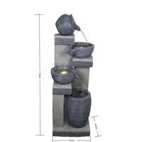Fontaine murale d'intérieur/extérieur en résine artificielle de style européen à 4 niveaux avec lumières LED, résistante aux intempéries et imperméable