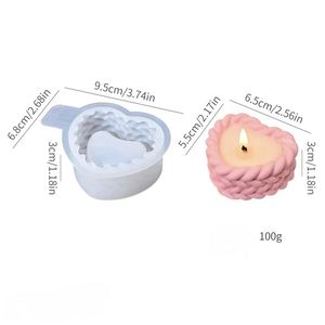 Moule en silicone 3D en forme de cœur en corde, pour bougies DIY et pots de fleurs en béton/résine - Product Image 3