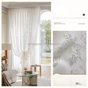 Soggiorno rurale di lusso balcone protezione solare specchio Jacquard velo tenda di garza bianca - Product Image 3