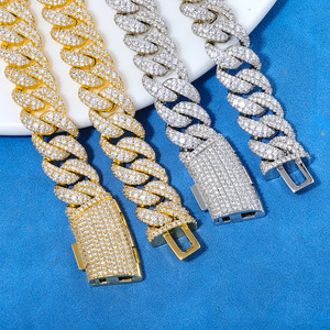 สร้อยคอแบบคิวบันฮิปฮอปสั่งทำพิเศษสำหรับทุกเพศ ประดับเพชรโมอิสซาไนต์ ชุบทอง 18K เงินแท้ 925 ดีไซน์แบบไมอามี่ลิงค์ ตัวเรือนแบบเบเซลเซ็ตติ้ง - Product Image 6