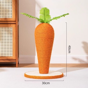 制造商批发剑麻胡萝卜蘑菇设计木制转盘玩具猫抓板 - Product Image 5