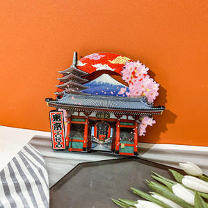 Japan City Artisanat en bois tridimensionnel Aimant écologique Chute de colle Déco pour réfrigérateur Mémorial touristique Vente en gros - Product Image 4