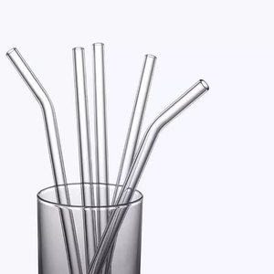 Pailles en verre borosilicate transparent de haute qualité, réutilisables et écologiques, en forme courbée - Product Image 1