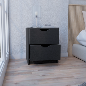 Basilea 2 <b>Drawer</b> Nightstand Black <b>Storage</b> Side Table Pull Out System - Product Image 4