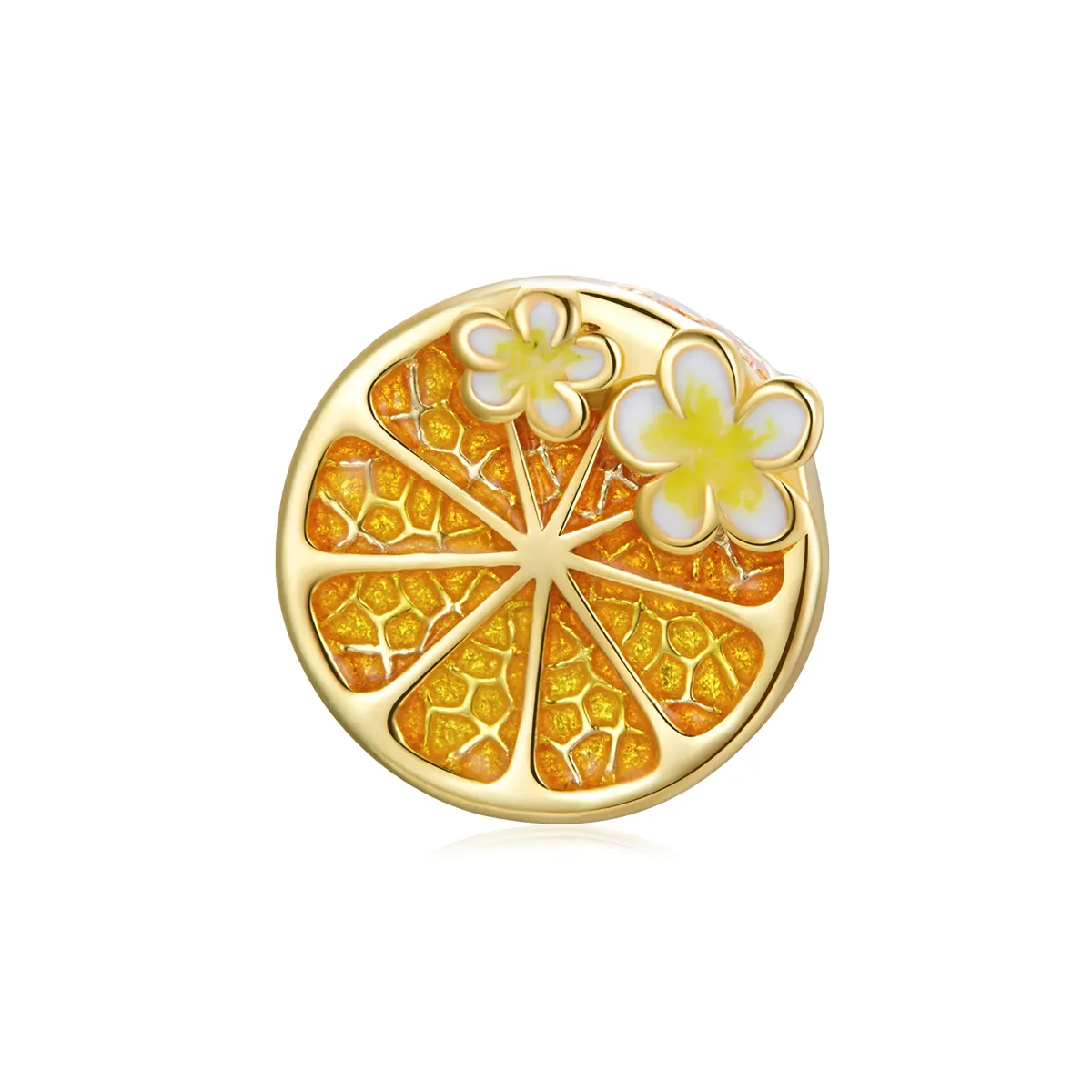Gold Cherry Blossom Lemon Fruit 925 Sterling Silver Charm Pendant fit Original Bracelet Bangle Women Gift Jewelry BSC444