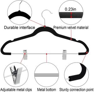 Cintres modernes antidérapants en gros avec crochet pour pantalons, cintres en velours - Product Image 2