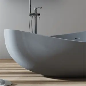 Moderno free stand vasca da bagno Freestanding solida superficie vasca da bagno di alta qualità in resina acrilica pietra vasca da bagno artificiale per ammollo