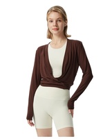 Hauts à manches longues haut de gamme pour femmes avec bretelles croisées, pour le printemps et l'été, blouses d'extérieur, vestes de fitness et de Pilates, vêtements de yoga grande taille