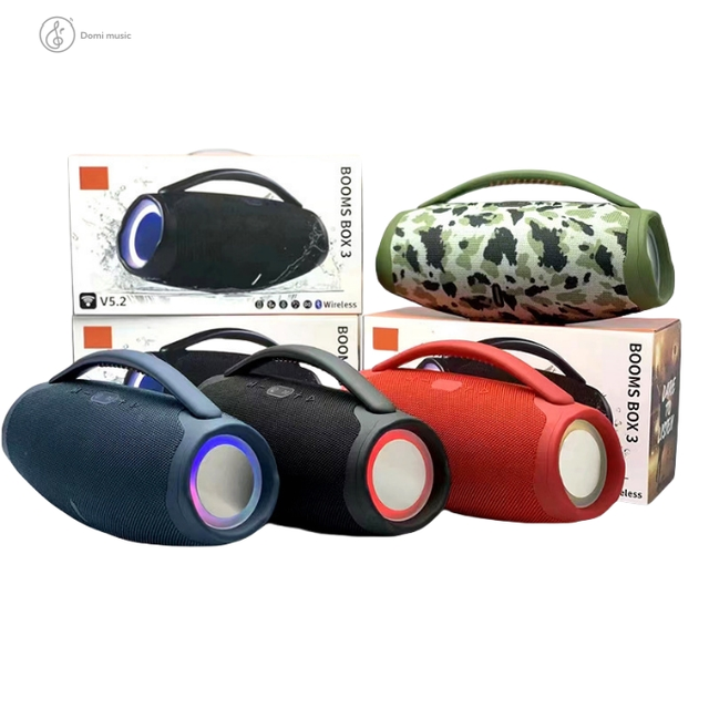 Portable Outdoor RGB LED Wireless Music Player Boombox3 BT Speakers with Handle Plastic Cabinet