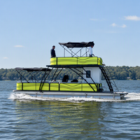 Bateau ponton en aluminium à double pont de 30 pieds, très demandé, avec canapés, pour 25 personnes, bateau de fête, maison flottante, 3 tubes de ponton
