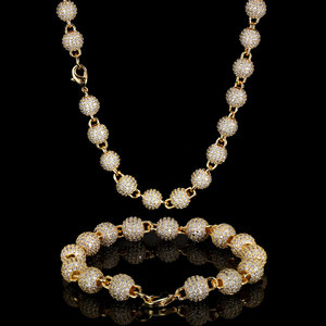 Collana Nuoya da 8mm per Donne, Catena Placcata <span class=keywords><strong>Oro</strong></span> con Micro Pavé di Zirconi, Gioiello con Perline Rotonde - Product Image 1