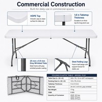 USA DDP Verkaufsaktion 5FT Klapptisch Outdoor Eisenrahmen Faltbarer Bankettisch für Restaurant Catering Gewerbe Kunststoff