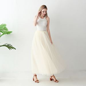 Jupes en <span class=keywords><strong>tulle</strong></span> taille haute plissées Tutu midi pour femmes <span class=keywords><strong>Jupon</strong></span> en maille bouffante 5 couches Jupe Lolita 102cm de longueur - Product Image 4