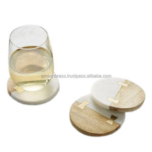 SOUS-VERRE EN BOIS DE MANGUE ET EN MARBRE DE HAUTE QUALITÉ TASSE À CAFÉ TASSE À THÉ BOISSON SOUS-VERRE EN MARBRE DE LUXE DE HAUTE QUALITÉ - Product Image 2