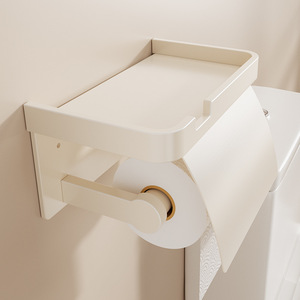 Porte-<span class=keywords><strong>papier</strong></span> toilette <span class=keywords><strong>mural</strong></span> moderne en aluminium blanc crème, écologique, pour salle de bain d'hôtel - Product Image 2