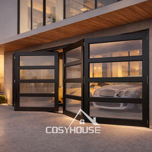 Porte de garage en aluminium avec fenêtres en verre, porte de garage sectionnelle pour maisons de luxe - Product Image 1