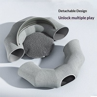 Lit pour chat en tissu en forme de donut, best-seller, avec tunnel convertible, pliable, respirant, semi-fermé, facile à nettoyer, toutes saisons