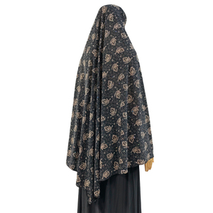 حجاب نسائي طويل من Khimar, حجاب نسائي طويل من قطعة واحدة مزين بالورود والترتر ، وشاح طويل XL باللون التايلاندي ، شال على شكل دبي ، ملابس إسلامية - Product Image 5