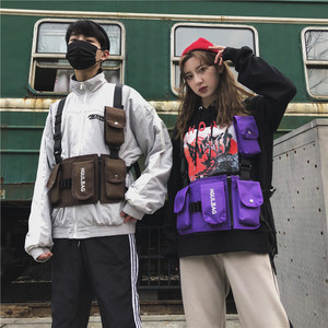 Bolsa de Pecho Multiusos de Moda Urbana, Estilo Deportivo, con Bordado Geométrico, Remaches, Resistente al Agua y a Desgarros - Product Image 5